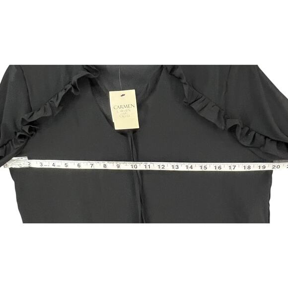 Carmen Marc Valvo Top Womens S Black Chiffon Ruffle Lightweight Coquette Blouse - Picture 5 of 16